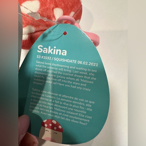 Nwt 🍄 3" Sakina Clip Mushroom Squishmallow - Picture 5 of 5